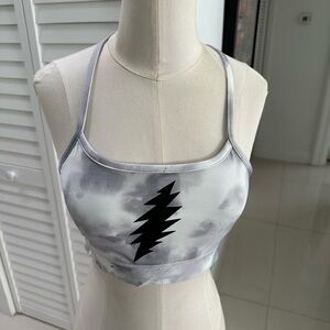 NEVER WORN Section 119 Grateful Dead Gray and White Sports Bra w/ Lightning Bolt